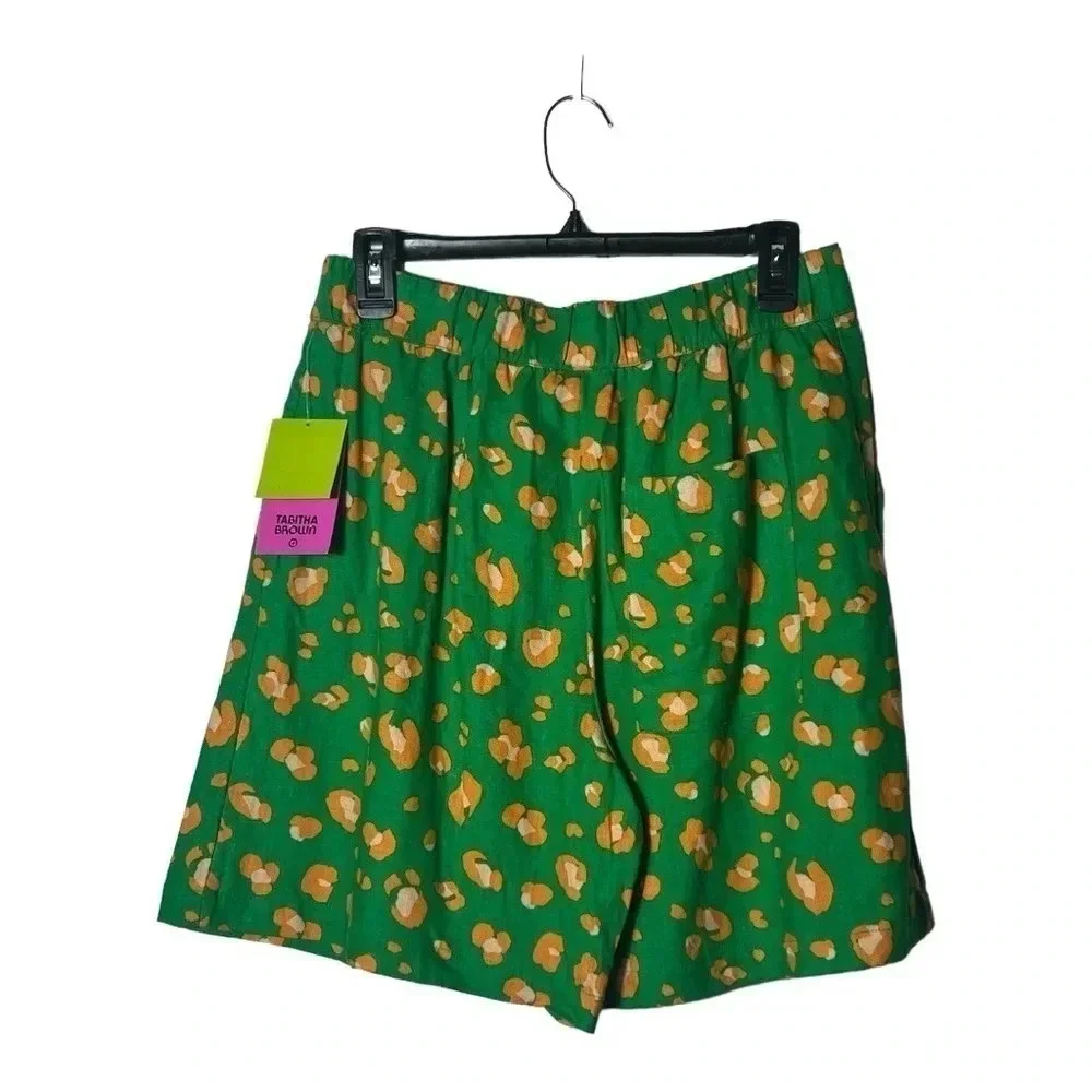 1847. TABITHA‎ BROWN X TARGET LEOPARD PRINT SHORTS LIME GREEN/ORANGE IN COLOR SM